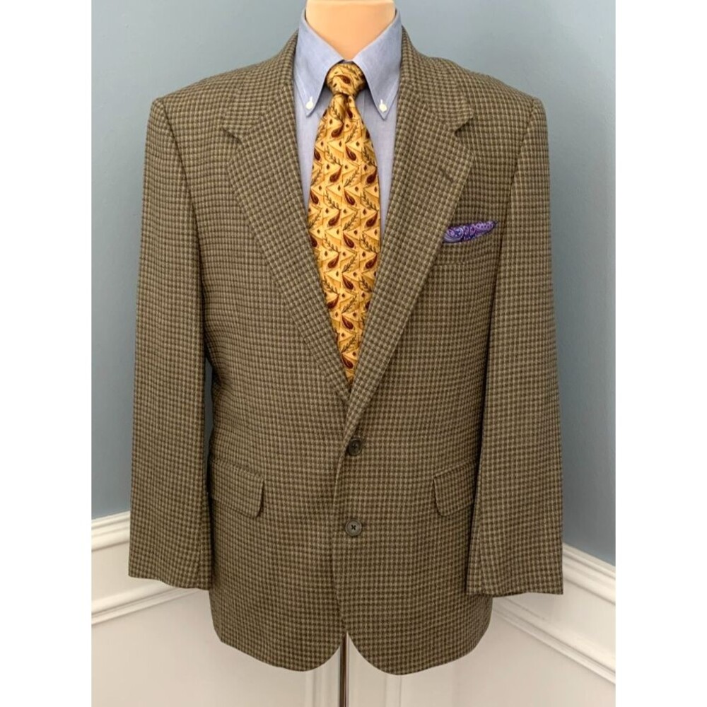 Vintage Botany 500 Blazer Mens 40R Wool Plaid Tweed Old Money Jacket Sportcoat